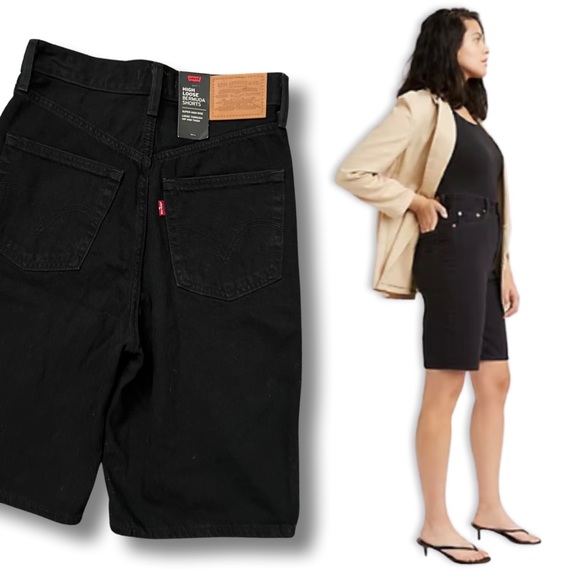 Levis Premium High Loose Bermuda Shorts Black - Picture 3 of 16